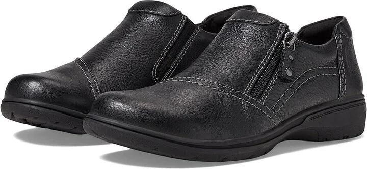 Clarks Carleigh Ray Women's Flat Shoes Black Leather : 7.5 D - Wide