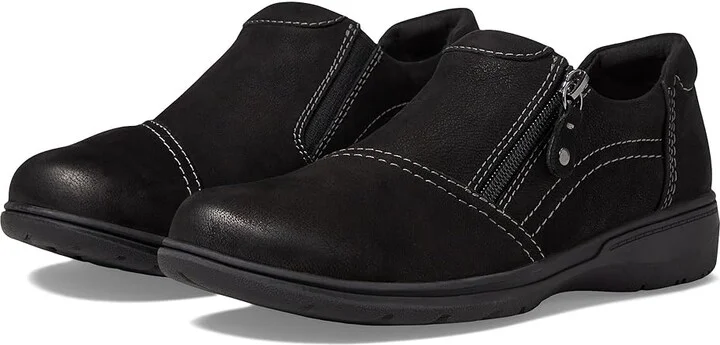Clarks Carleigh Ray Women's Flat Shoes Black Nubuck : 7 D - Wide, Leather