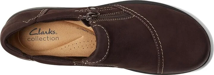 Clarks Carleigh Ray Women's Flat Shoes Dark Brown Nubuck : 5.5 B - Medium, Leather - Image 2