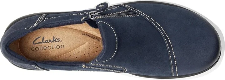 Clarks Carleigh Ray Women's Flat Shoes Navy Nubuck : 5.5 B - Medium, Leather - Image 2