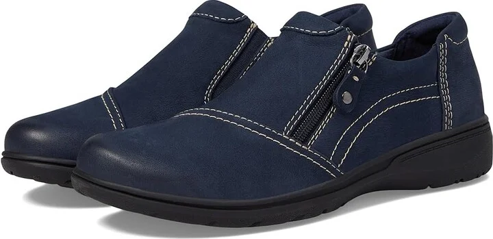 Clarks Carleigh Ray Women's Flat Shoes Navy Nubuck : 5.5 B - Medium, Leather
