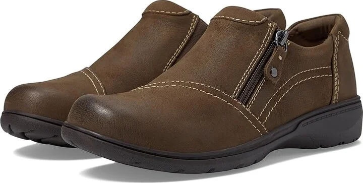 Clarks Carleigh Ray Women's Flat Shoes Taupe Nubuck : 6 B - Medium, Leather