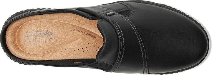 Clarks Caroline Bay Women's Slippers Black Leather : 6.5 B - Medium, Leather/Rubber - Image 2