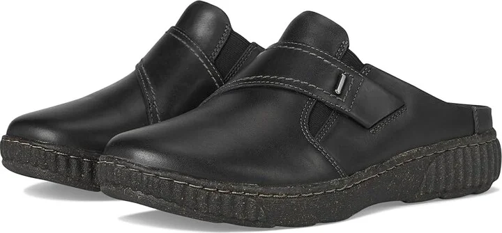 Clarks Caroline Bay Women's Slippers Black Leather : 6.5 B - Medium, Leather/Rubber