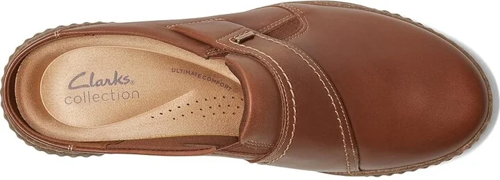 Clarks Caroline Bay Women's Slippers Tan Leather : 6.5 B - Medium, Leather/Rubber - Image 2