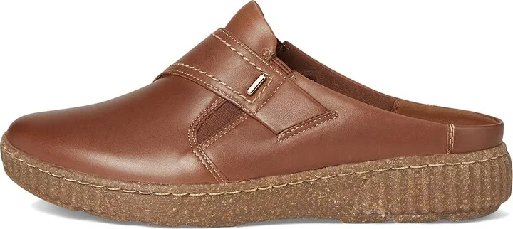 Clarks Caroline Bay Women's Slippers Tan Leather : 6.5 B - Medium, Leather/Rubber - Image 6