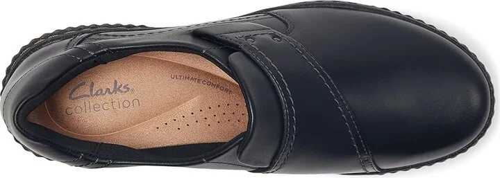 Clarks Caroline Dalia Women's Flat Shoes Black Leather : 7 D - Wide - Image 2