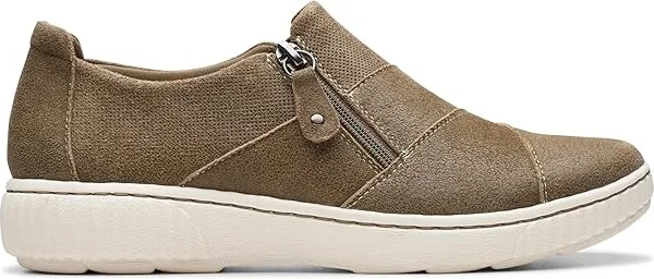 Clarks Caroline Grace Women's Flat Shoes Olive Suede : 6.5 B - Medium, Rubber/Suede - Image 6