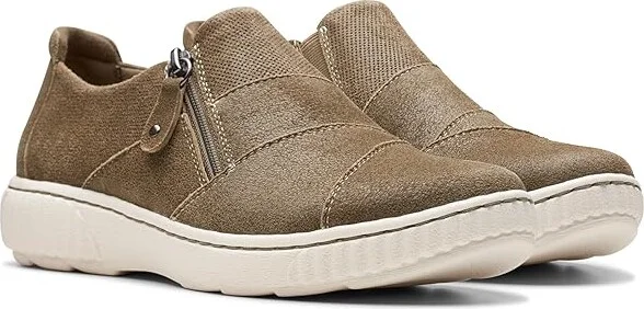 Clarks Caroline Grace Women's Flat Shoes Olive Suede : 6.5 B - Medium, Rubber/Suede