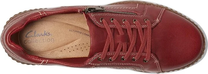 Clarks Caroline Janna Women's Shoes Red Leather : 6.5 B - Medium - Image 2