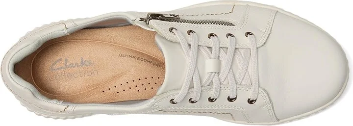 Clarks Caroline Janna Women's Shoes White Leather : 8 D - Wide - Image 2