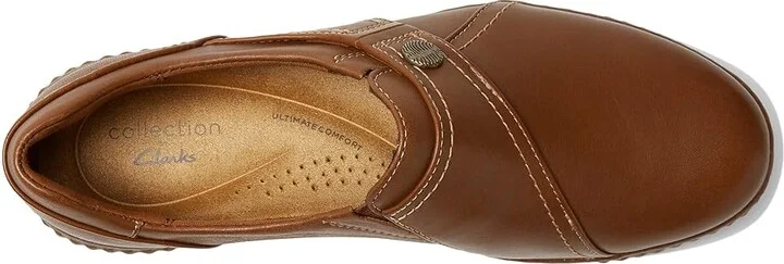 Clarks Caroline Pearl Women's Shoes Dark Tan Leather : 5 B - Medium - Image 2