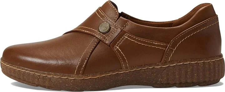 Clarks Caroline Pearl Women's Shoes Dark Tan Leather : 5 B - Medium - Image 6
