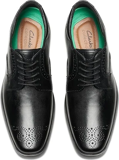 Clarks Clarkslite Tie Men's Lace Up Wing Tip Shoes Black Combi : 8 EE - Wide, Leather - Image 2
