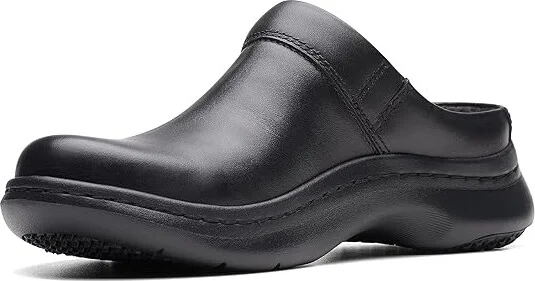Clarks ClarksPro Clog Women's Shoes Black Leather : 6.5 D - Wide, Leather/Rubber