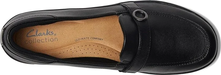 Clarks Cora Amanda Women's Flat Shoes Black Leather : 5.5 B - Medium, Leather/Rubber - Image 2