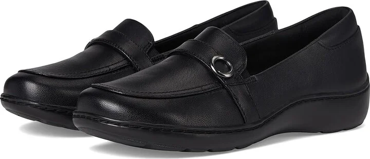 Clarks Cora Amanda Women's Flat Shoes Black Leather : 5.5 B - Medium, Leather/Rubber