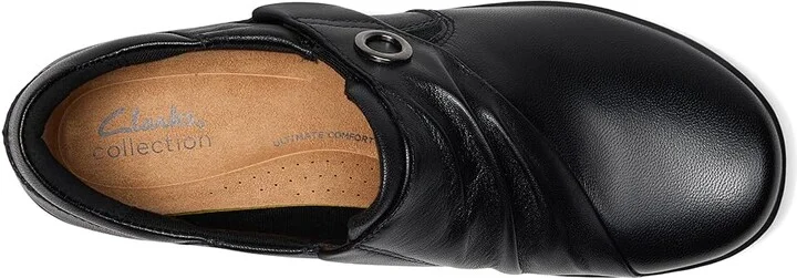 Clarks Cora Aubrie Women's Flat Shoes Black Leather : 9.5 D - Wide - Image 2
