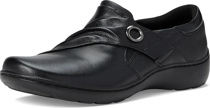 Clarks Cora Aubrie Women's Flat Shoes Black Leather : 9.5 D - Wide - Image 5