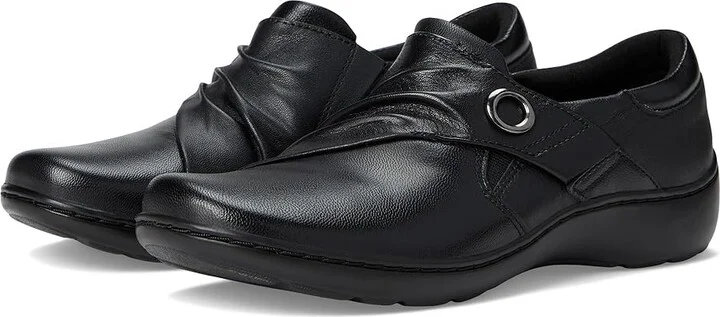 Clarks Cora Aubrie Women's Flat Shoes Black Leather : 9.5 D - Wide