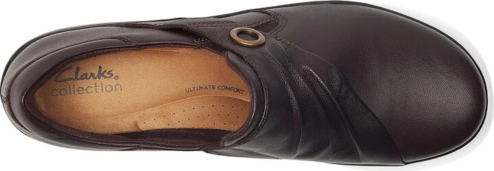 Clarks Cora Aubrie Women's Flat Shoes Dark Brown Leather : 5 B - Medium - Image 2