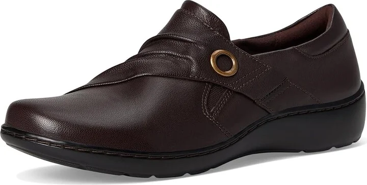 Clarks Cora Aubrie Women's Flat Shoes Dark Brown Leather : 5 B - Medium - Image 5