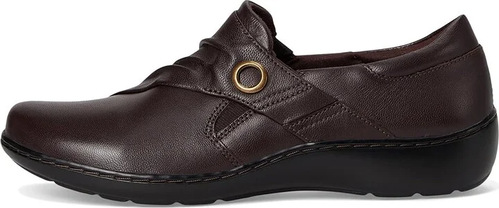 Clarks Cora Aubrie Women's Flat Shoes Dark Brown Leather : 5 B - Medium - Image 6