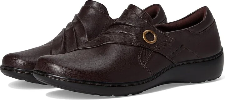 Clarks Cora Aubrie Women's Flat Shoes Dark Brown Leather : 5 B - Medium