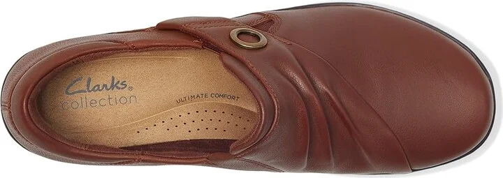 Clarks Cora Aubrie Women's Flat Shoes Tan Leather : 8 B - Medium - Image 2