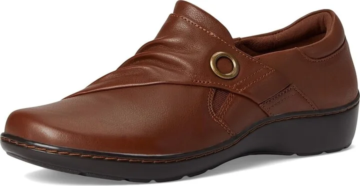 Clarks Cora Aubrie Women's Flat Shoes Tan Leather : 8 B - Medium - Image 5