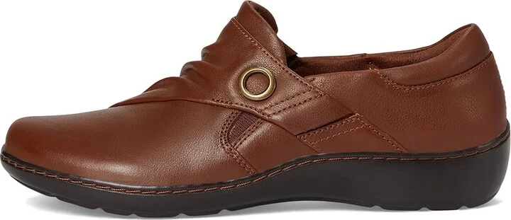 Clarks Cora Aubrie Women's Flat Shoes Tan Leather : 8 B - Medium - Image 6