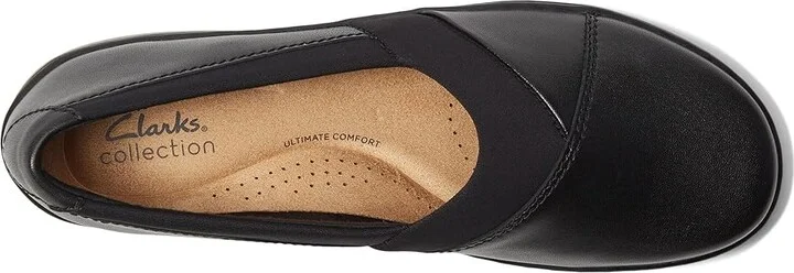 Clarks Cora Charm Women's Flat Shoes Black Leather : 8 D - Wide - Image 2