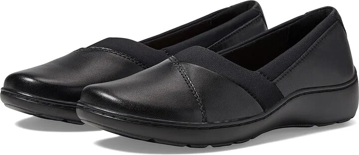 Clarks Cora Charm Women's Flat Shoes Black Leather : 8 D - Wide