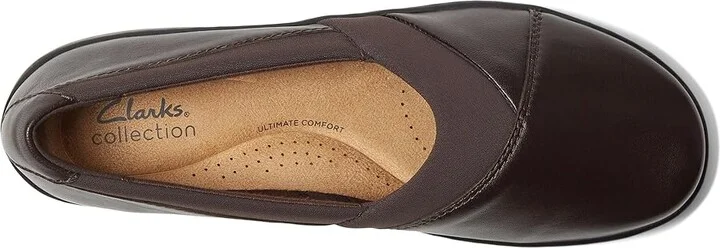 Clarks Cora Charm Women's Flat Shoes Dark Brown Leather : 7.5 B - Medium - Image 2