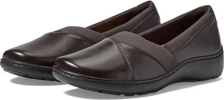Clarks Cora Charm Women's Flat Shoes Dark Brown Leather : 7.5 B - Medium