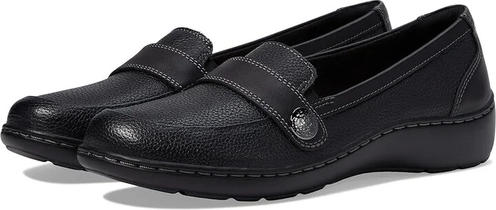 Clarks Cora Daisy Women's Shoes Black Tumbled Leather : 7 A - Narrow
