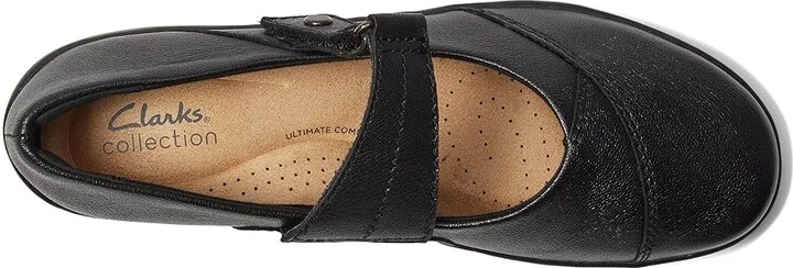 Clarks Cora Gema Women's Flat Shoes Black Leather : 11 B - Medium, Leather/Rubber - Image 2