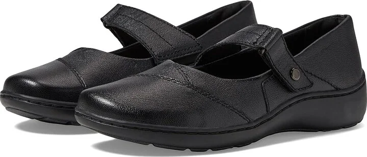 Clarks Cora Gema Women's Flat Shoes Black Leather : 11 B - Medium, Leather/Rubber