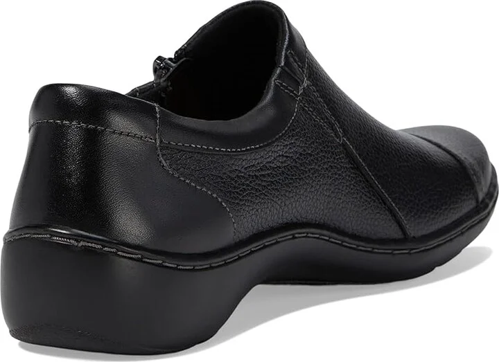 Clarks Cora Giny Women's Shoes Black Tumbled/Smooth Leather : 8 A - Narrow, Textile/Leather - Image 4