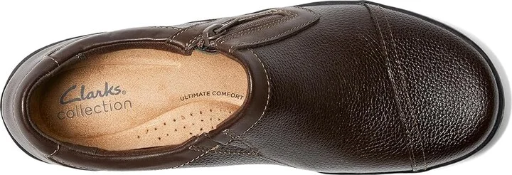 Clarks Cora Giny Women's Shoes Dark Brown Tumbled/Smooth Leather : 6 B - Medium, Textile/Leather - Image 2