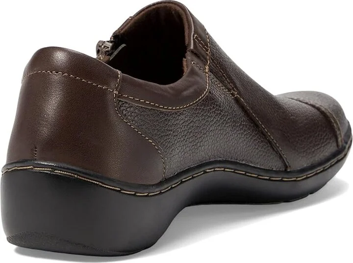Clarks Cora Giny Women's Shoes Dark Brown Tumbled/Smooth Leather : 6 B - Medium, Textile/Leather - Image 4