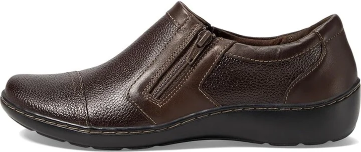 Clarks Cora Giny Women's Shoes Dark Brown Tumbled/Smooth Leather : 6 B - Medium, Textile/Leather - Image 6