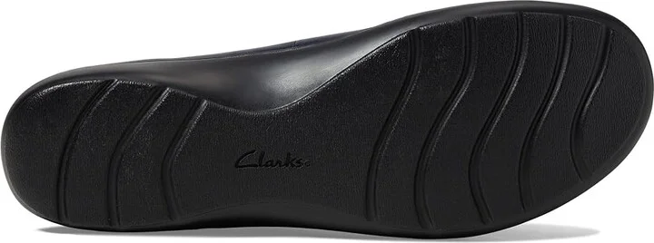 Clarks Cora Haley Women's Flat Shoes Navy Leather : 6.5 D - Wide - Image 3