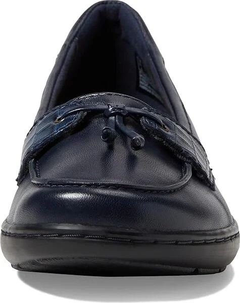 Clarks Cora Haley Women's Flat Shoes Navy Leather : 6.5 D - Wide - Image 5