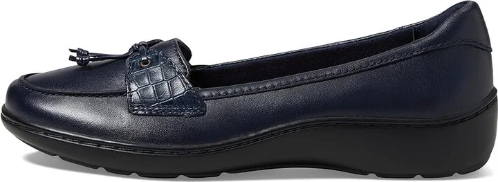 Clarks Cora Haley Women's Flat Shoes Navy Leather : 6.5 D - Wide - Image 6