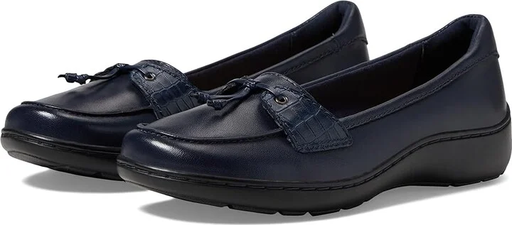 Clarks Cora Haley Women's Flat Shoes Navy Leather : 6.5 D - Wide