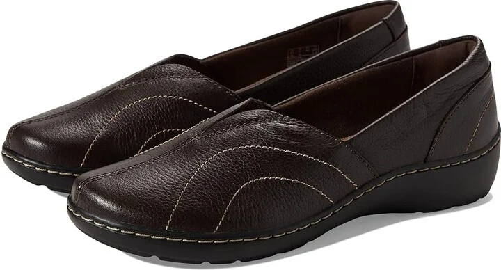 Clarks Cora Meadow Women's Shoes Dark Brown Leather : 10 B - Medium