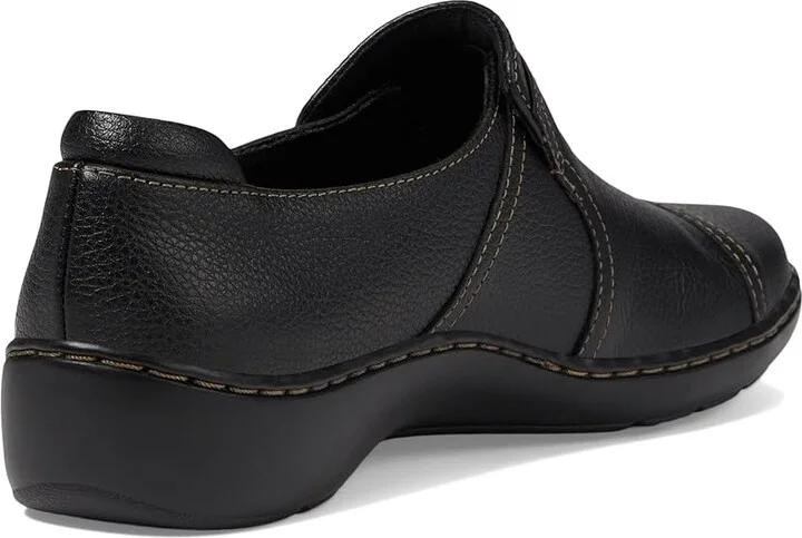 Clarks Cora Poppy Women's Shoes Black Tumbled Leather : 8.5 A - Narrow - Image 4