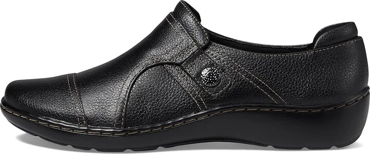 Clarks Cora Poppy Women's Shoes Black Tumbled Leather : 8.5 A - Narrow - Image 6