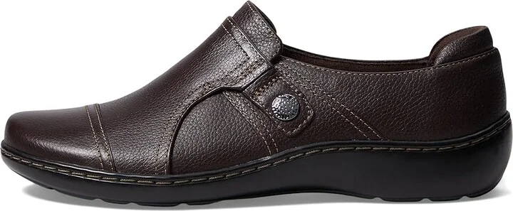 Clarks Cora Poppy Women's Shoes Dark Brown Tumbled Leather : 8 A - Narrow - Image 6